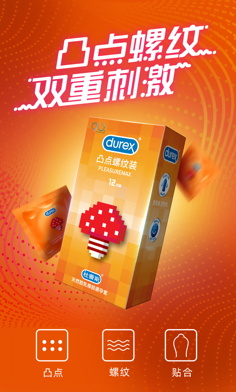 Durex Pleasure Max 凸點螺紋保險套|33mm|12片