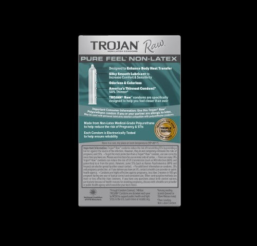 Trojan Raw Pure Feel 纖薄傳熱 PU 安全套 - 10片裝