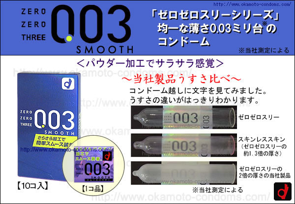岡本 Okamoto 0.03mm 柔滑粉末安全套 / 33mm / 10片裝