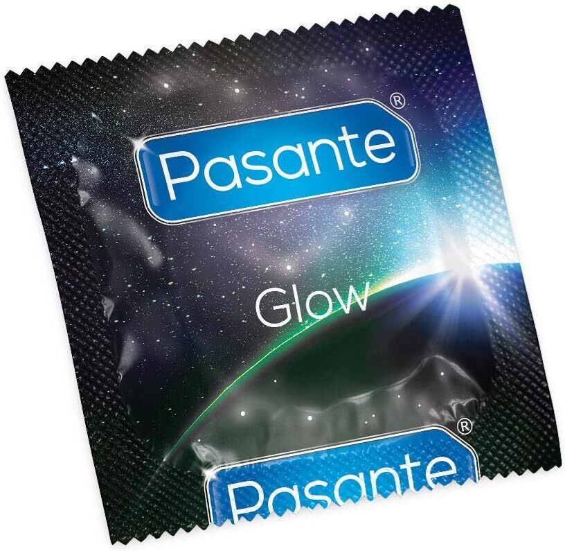 Pasante Glow 夜光螢光乳膠安全套|直身型|33mm|3片裝