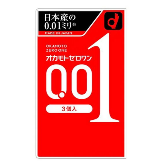 岡本 Okamoto 0.01mm Zero One 水系聚氨酯安全套 (L加大碼) / 38mm / 3片裝