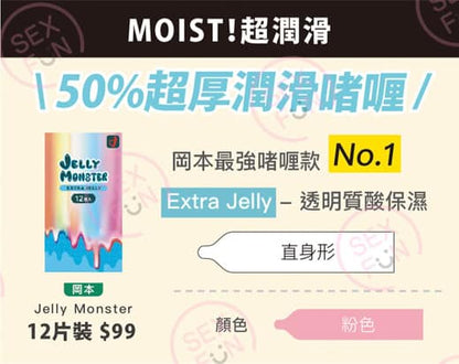 岡本 Okamoto Jelly Monster 果凍怪獸安全套 (熱感型) / 33mm / 12片裝