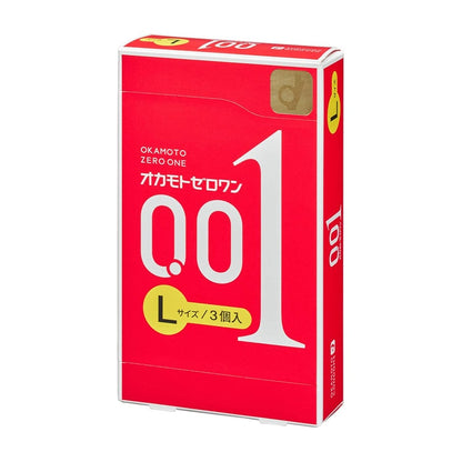 岡本 Okamoto 0.01mm 水系聚氨酯L加大碼安全套 / 38mm / 3片裝