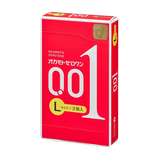 岡本 Okamoto 0.01mm 水系聚氨酯L加大碼安全套 / 38mm / 3片裝