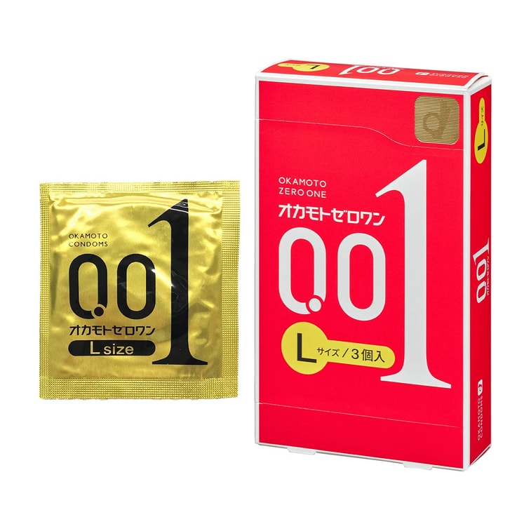岡本 Okamoto 0.01mm 水系聚氨酯L加大碼安全套 / 38mm / 3片裝
