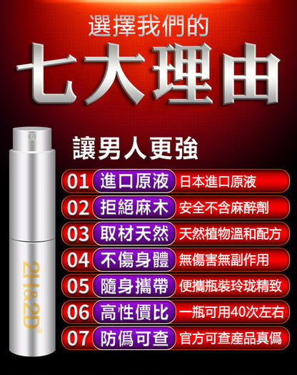 2H2D｜倍力挺男士延時噴霧｜白金版｜10ml
