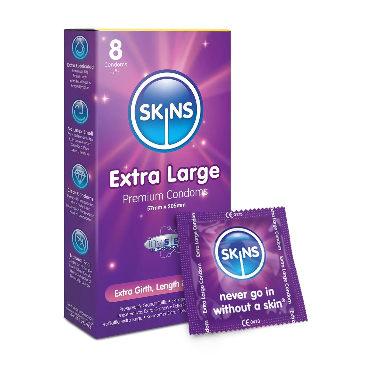 Skins Extra Large 大碼安全套 / 36mm / 8片裝