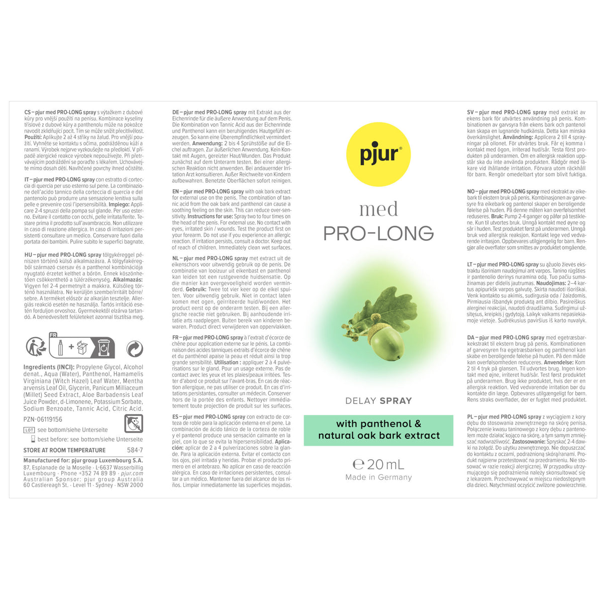 Pjur med Pro-Long 草本持久噴霧 - 20ml