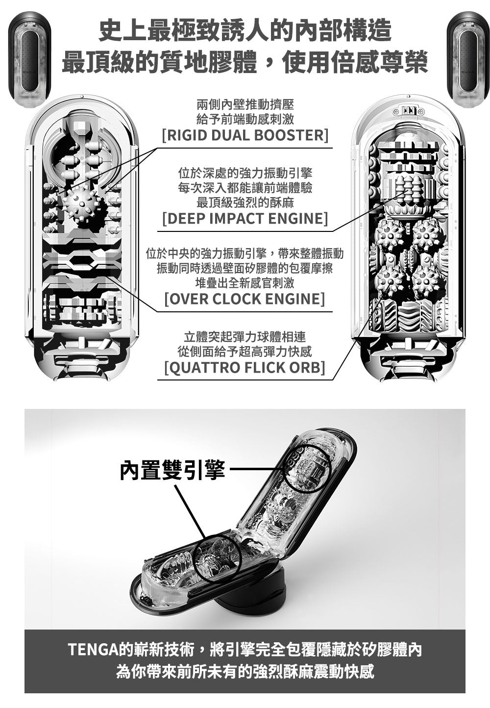 TENGA｜Flip ZERO 電動雙核震動飛機杯