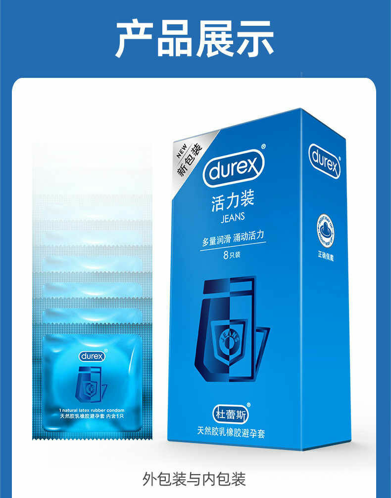 Durex Jeans 多量潤滑活力乳膠安全套｜33mm｜8片裝