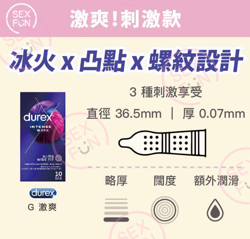 杜蕾斯 Durex G-Spot 螺紋加凸點安全套 (Pleasure Me) / 10片裝