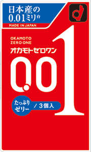 岡本 Okamoto 0.01mm (Zero One) 水潤版安全套（200%潤滑液增量） / 34mm / 3片裝