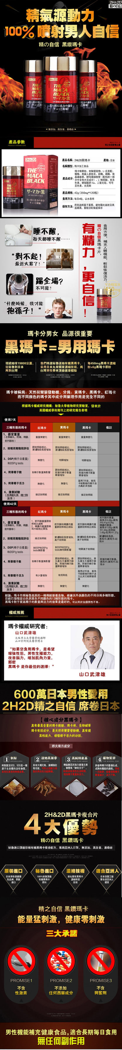 2H2D｜黑瑪卡複合營養片｜120粒加強版男士補充