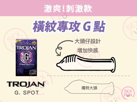 美國 Trojan 戰神 G. Spot G點刺激安全套 / 34mm / 3片裝
