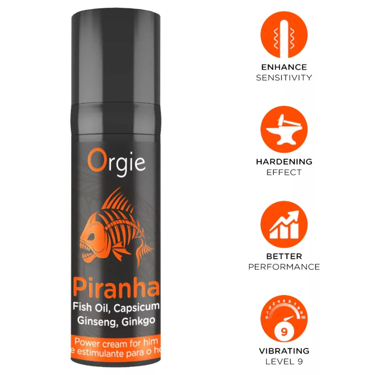 Orgie｜Piranha 男士冰火震動提升乳霜｜15ml
