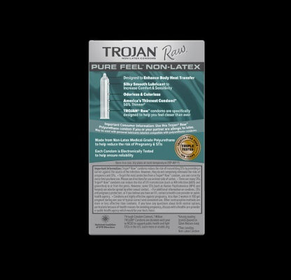 Trojan Raw Pure Feel 纖薄傳熱 PU 安全套 - 10片裝