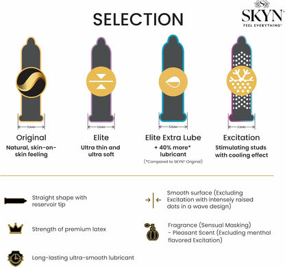 SKYN Selection 雜錦非乳膠安全套｜PI材質｜34mm｜12片裝
