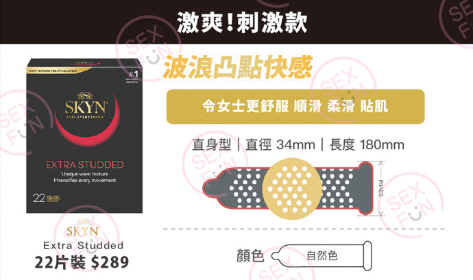 SKYN Extra Studded 波浪凸點安全套 - 22片裝