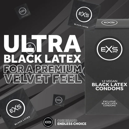 EXS Black Latex Comfy Fit 黑色乳膠安全套 / 54mm / 12片