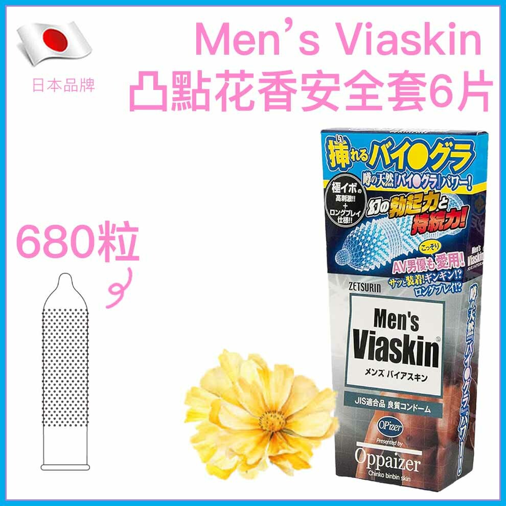 Nakanishi 中西橡膠 Men's Viaskin 凸點爽感花香安全套 / 33mm / 6片裝