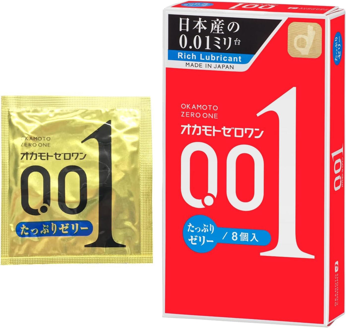 岡本 Okamoto 0.01 水潤版PU保險套 / 34mm / 8片裝