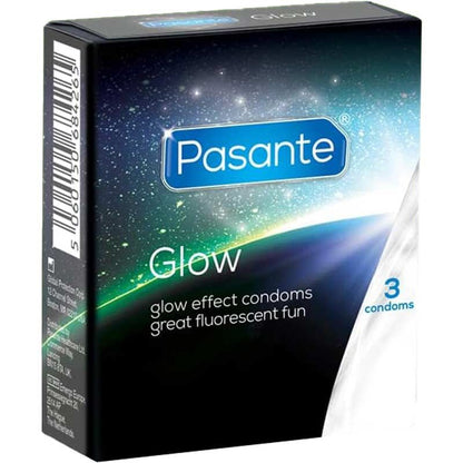 Pasante Glow 夜光螢光乳膠安全套｜直身型｜33mm｜3片裝