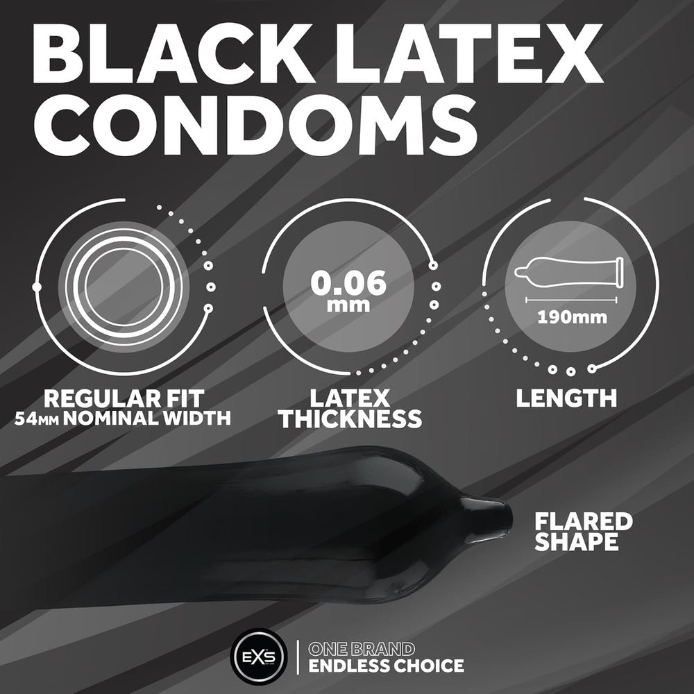 EXS Black Latex Comfy Fit 黑色乳膠安全套 / 54mm / 12片