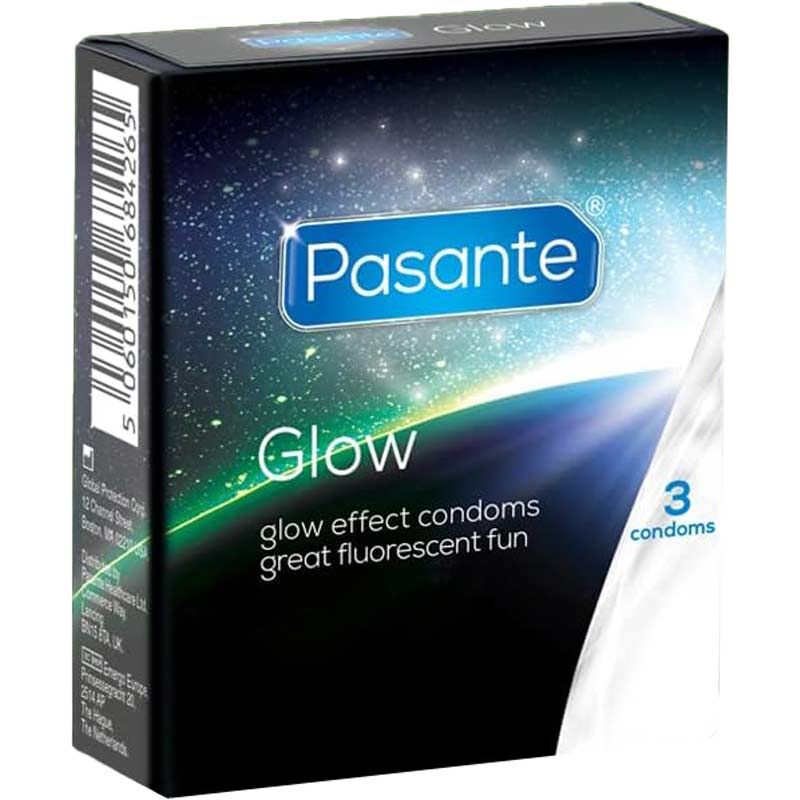 Pasante Glow 夜光螢光乳膠安全套｜直身型｜33mm｜3片裝