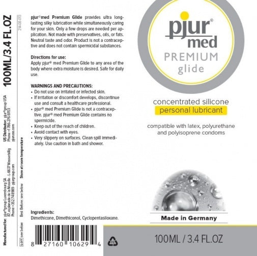 pjur med PREMIUM｜絲滑長效敏感肌矽性潤滑液 - 100ml