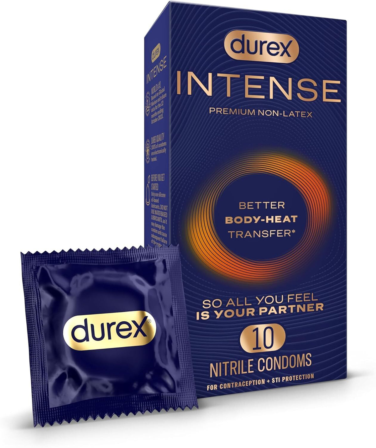 杜蕾斯 Durex Intense Premium 非乳膠安全套 / 35.6mm / 10片裝