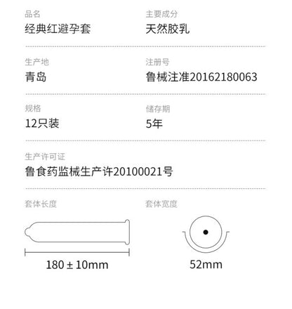 Durex 杜蕾斯經典紅｜天然乳膠親膚順滑保險套｜33mm｜12片