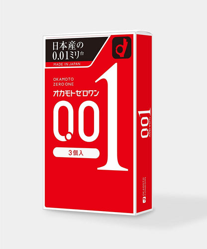 岡本 Okamoto 0.01mm Zero One 水系聚氨酯安全套 (L加大碼) / 38mm / 3片裝