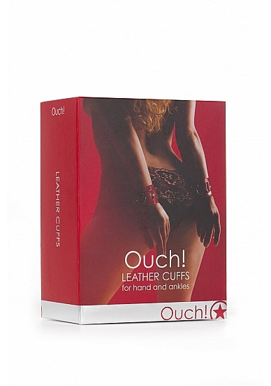 Ouch｜紅色人造皮革SM手扣｜可調D字扣