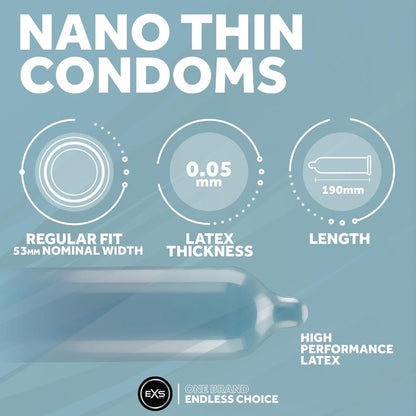 EXS Nano Thin 超薄乳膠安全套 / 53mm闊度 / 12片裝