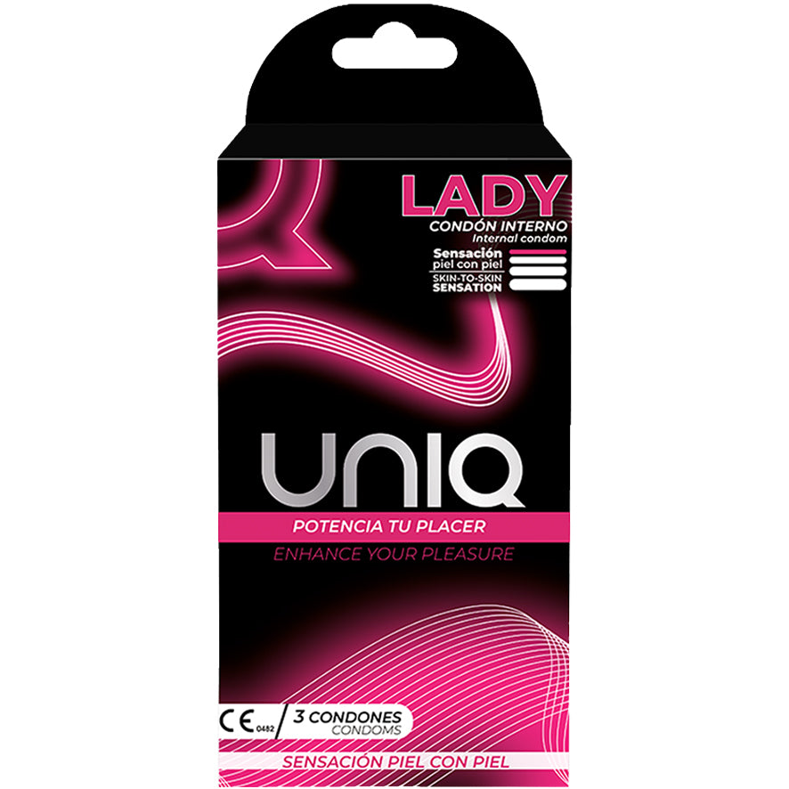 UNIQ LADY 蕾絲吊襪帶女士用安全套 / 3片裝