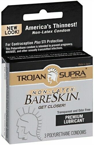 Trojan 戰神 Supra BareSkin Non-Latex 非乳膠極致貼薄安全套 / 34mm / 3片裝