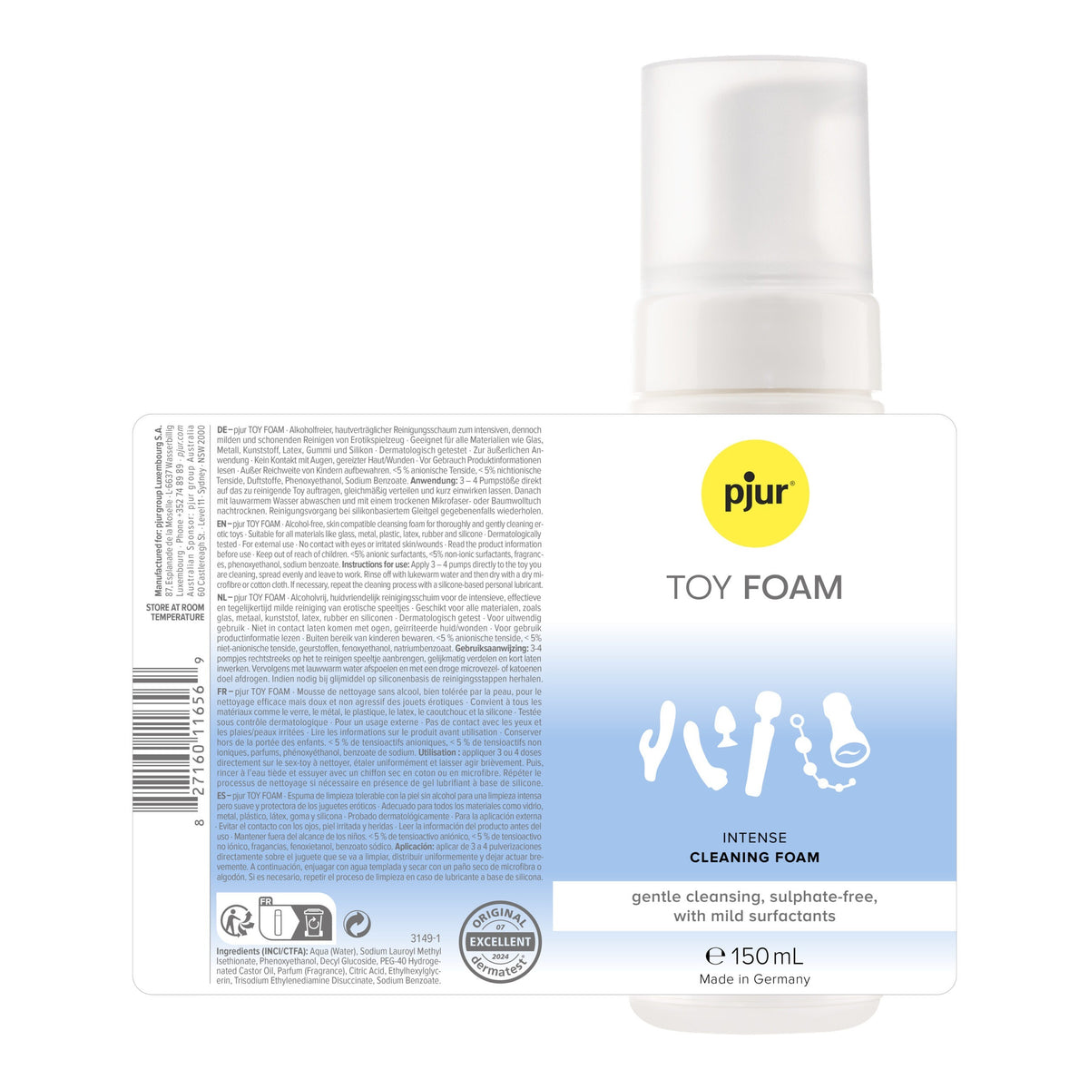 Pjur｜Toy Foam 溫和情趣玩具清潔泡沫｜無酒精｜150ml