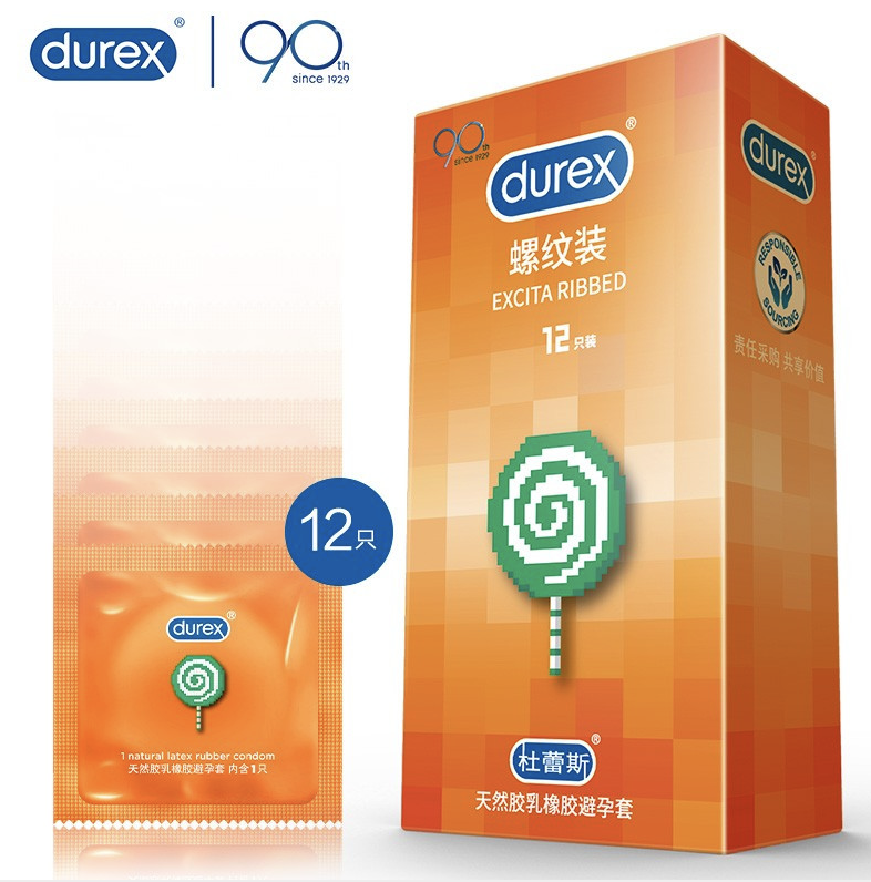 Durex 杜蕾斯 Excita Ribbed 螺旋紋乳膠安全套 12片裝