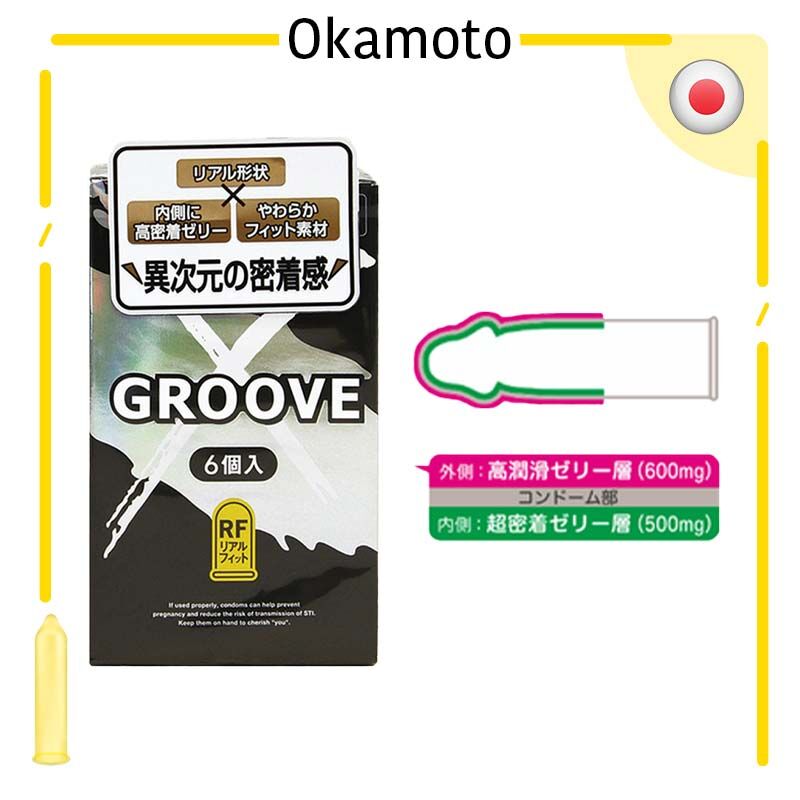 岡本 Okamoto Groove X Dual Lube Ultra Fit 雙潤滑超貼合安全套 / 33mm / 6片裝