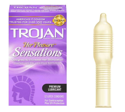 Trojan 戰神 Her Pleasure Sensations Ribbed 女士刺激橫紋安全套 / 12片裝